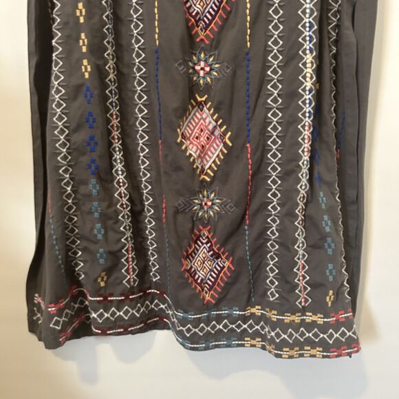 Embroidered Maxi Skirt - Black with Multicolor Accents - Picture 2 of 13